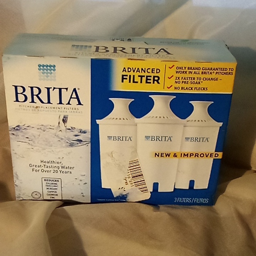 3 Brita Pitcher Replacement Water FiltersNew and Improved (3 Filters/ 1 Box)